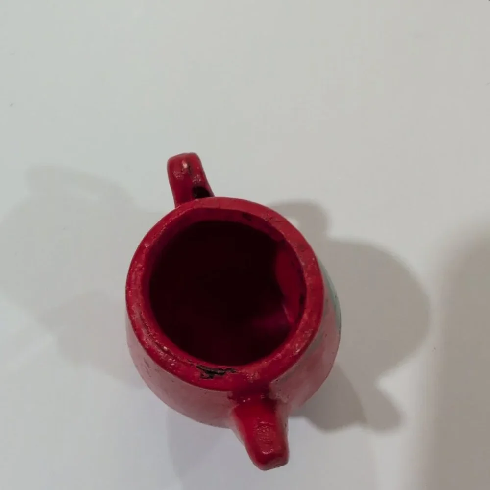Vintage Our Own Import Red Tiny Chalkware Tea Pots | Knick Knacks | Doll Sized - Picture 6 of 8